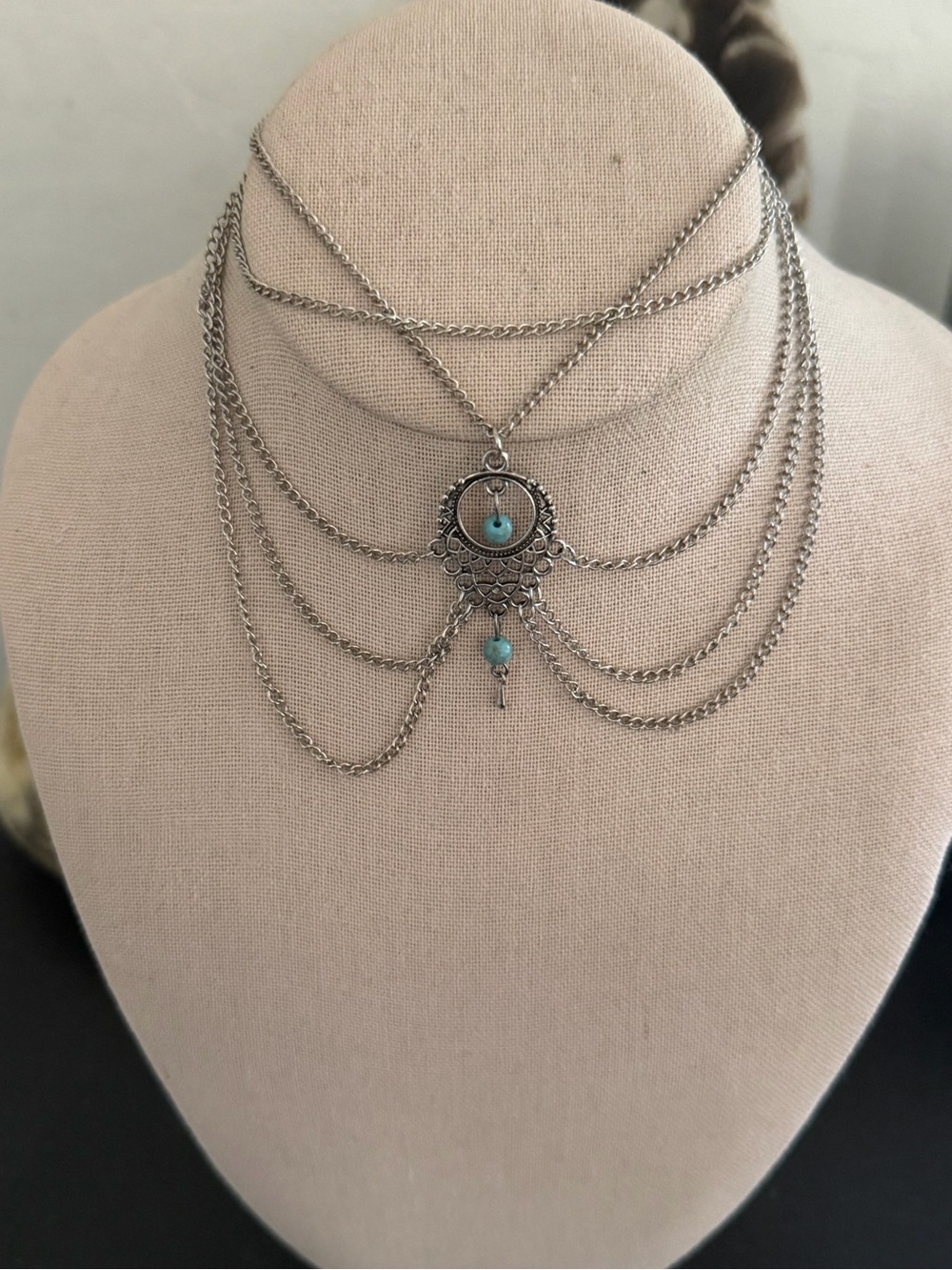 Vintage Spider Web Silver Chain Multi-Layer Choker Necklace